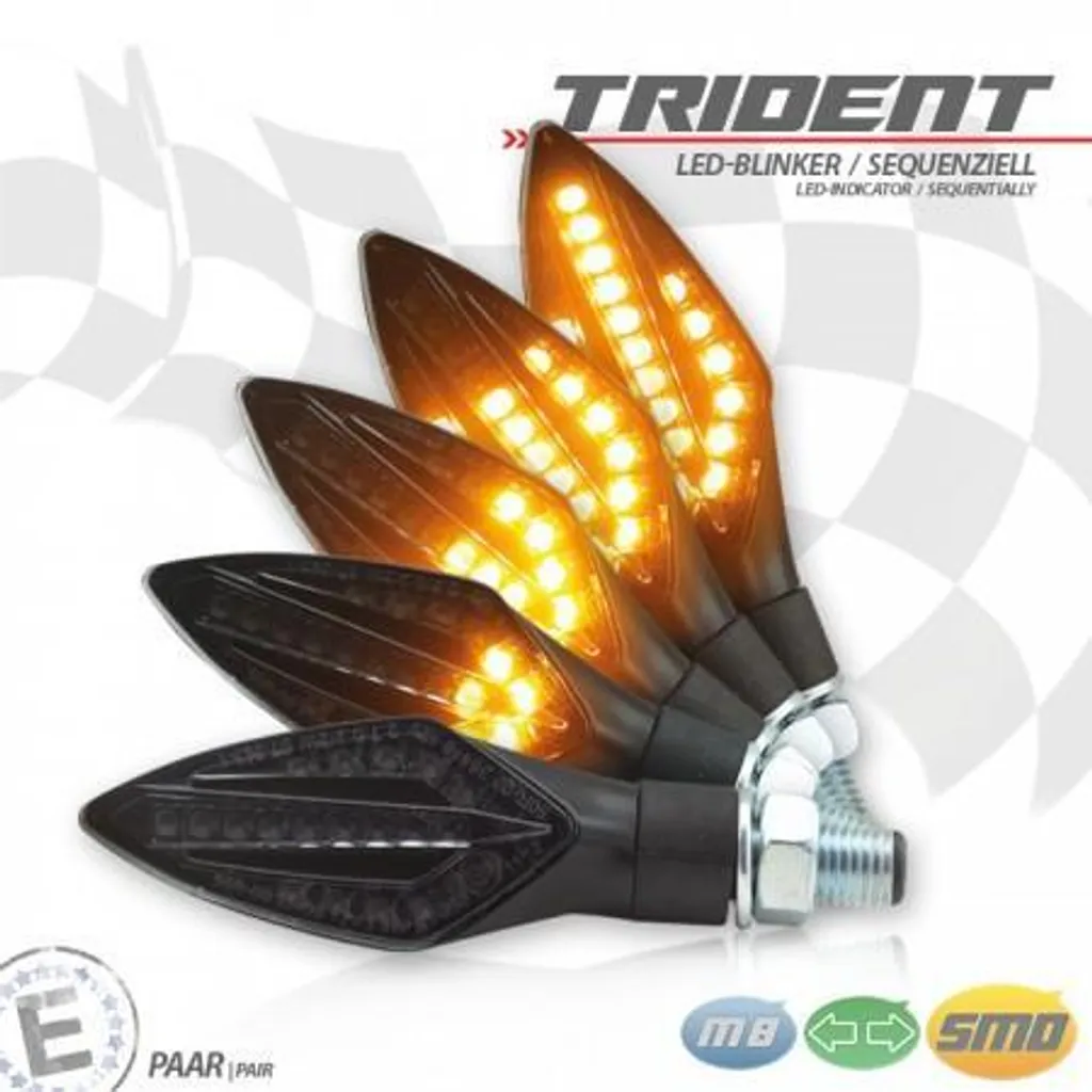 Clignotant LED séquentiel TRIDENT SEQ noir pour moto et scooter