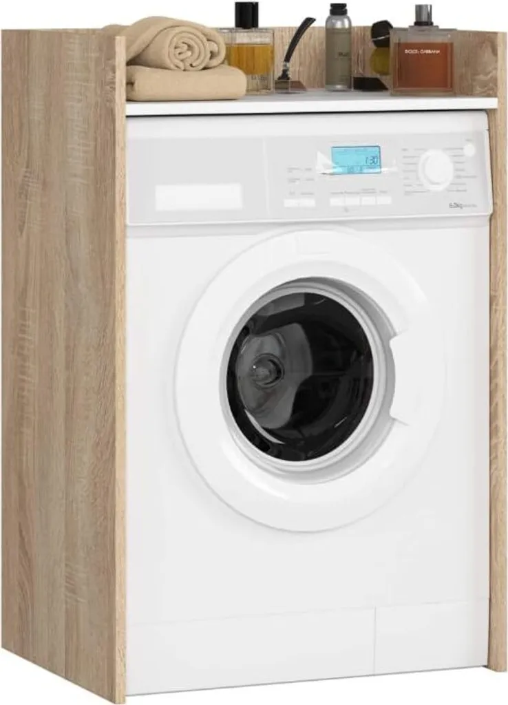 Mobile Sopra Lavatrice BDW 97,5 cm | Rovere Sonoma e Bianco Salvaspazio