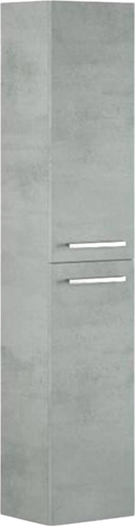 Badezimmersäule Dabado, Säulenschrank für Badezimmer mit 2 Türen, Hängeschrank mit 2 Einlegeböden, 30x25h150 cm, Betongrau