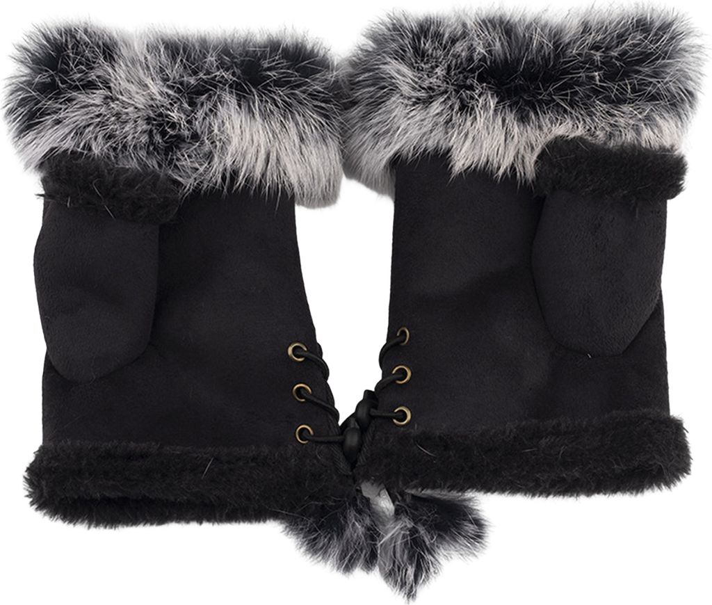 1 Paar Winterhandschuhe für Damen, verstellbarer Kordelzug, dicker Plüsch, Kunstfell, winddicht, rutschfest, Schreibhandschuhe für Studenten, wa...