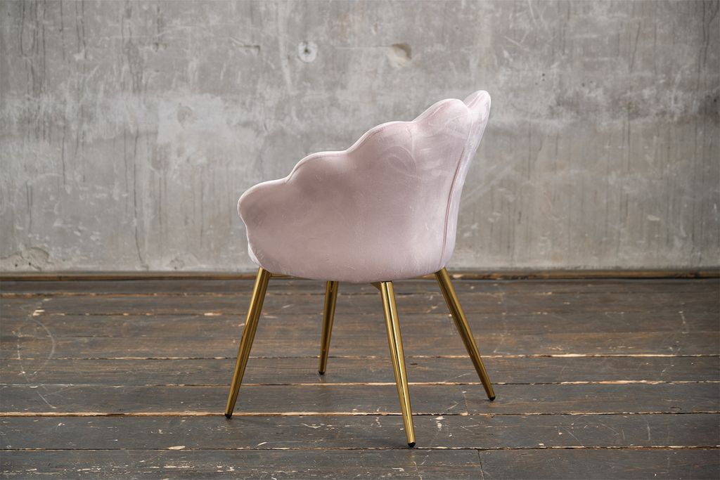 KAWOLA Stuhl CARLA Esszimmerstuhl Velvet rosa Fuß gold Produktbild 4