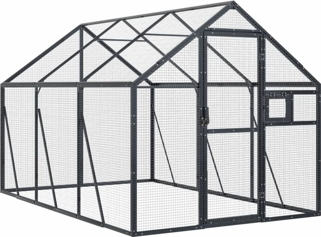 vidaXL Voliera antracite 1,79x3x1,85 m Alluminio Immagine del prodotto 
