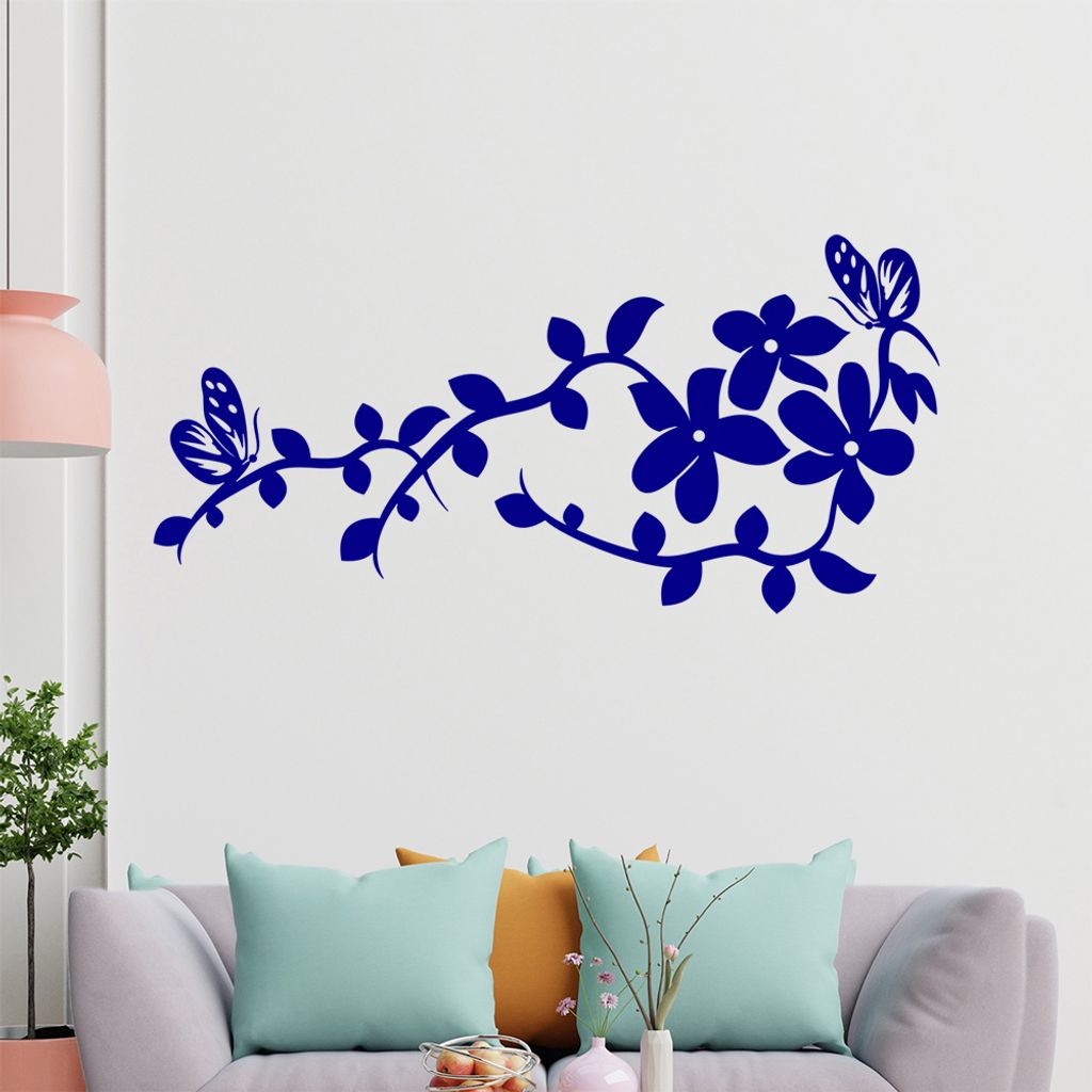 Falter Schmetterling Ranke Wandtattoo in 6 Größen - Wandaufkleber Wall Sticker - Dekoration, Küche, Wohnzimmer, Schlafzimmer, Badezimmer