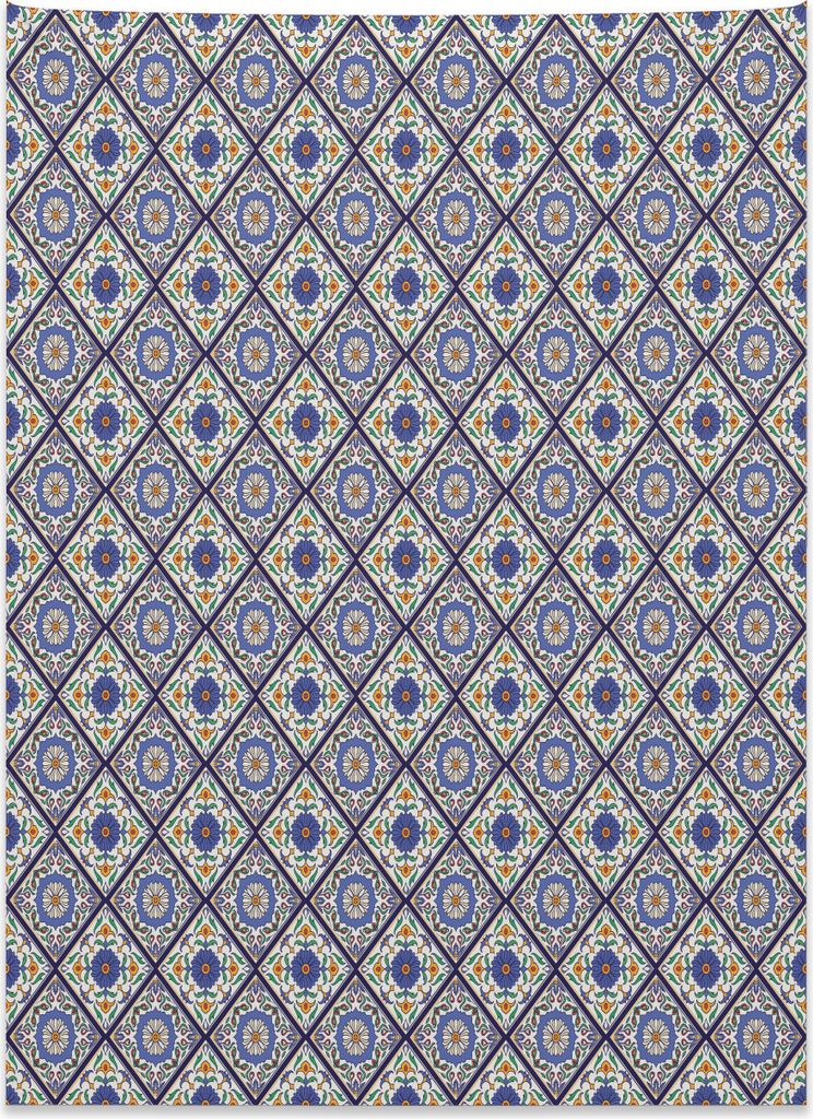 Abakuhaus Geometrisch Wandteppich, Marokkanische Verzierung aus Weiches Mikrofaser Stoff Kein Verblassen Klare Farben Waschbar, 110 x 150 cm, Mehrf...