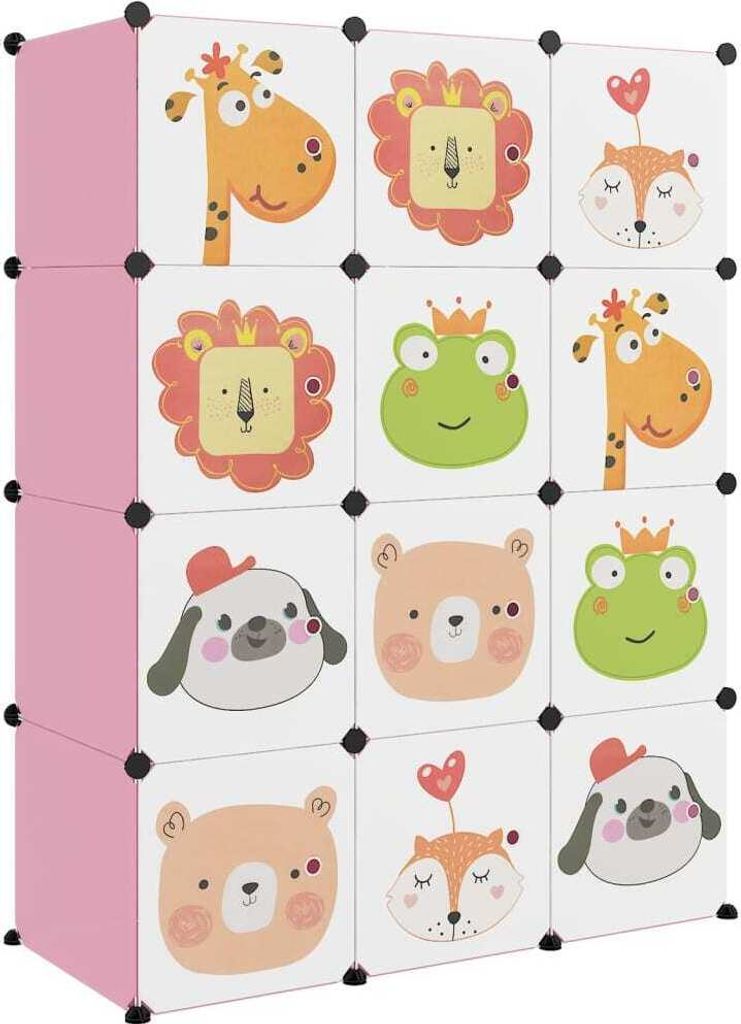 Kinderschrank Modular mit 12 Würfeln Rosa PP