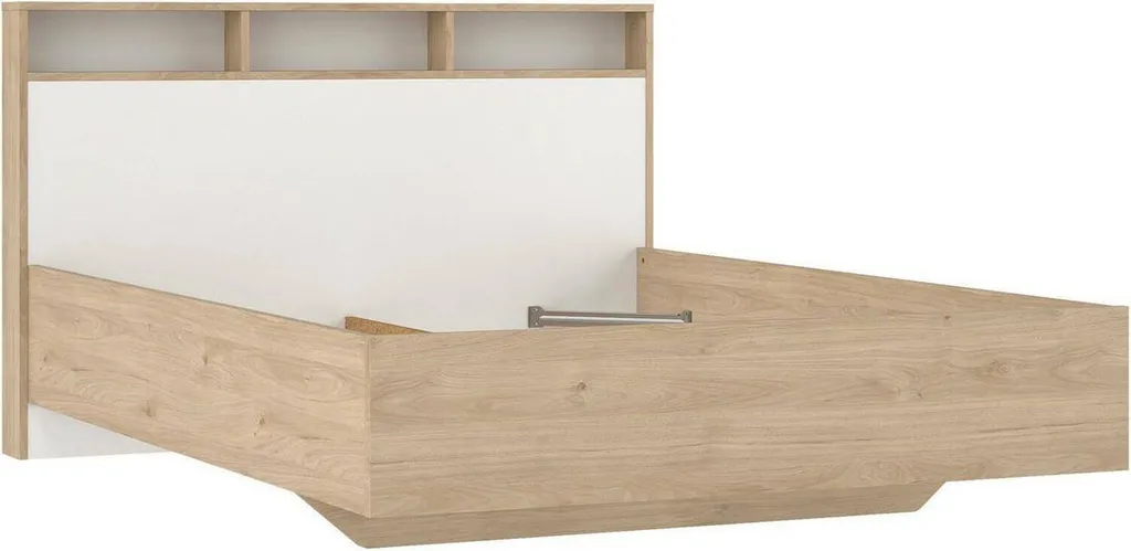 Lit Zinasco Design Chêne Marron 140x200 avec Matelas Haute Densité