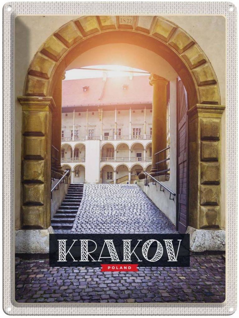 vianmo Blechschild 40x30 cm Krakow Polen Urlaub Eingang Gebäude Stadt Bildmotiv Reisemotiv Abenteuer Reisen Europa