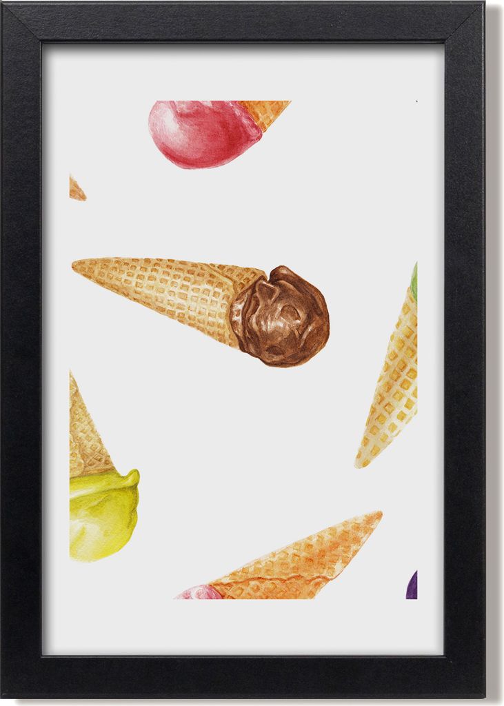 Bild 20x30 MDF-Rahmen, Wandkunst Eiscreme in einer Oblate