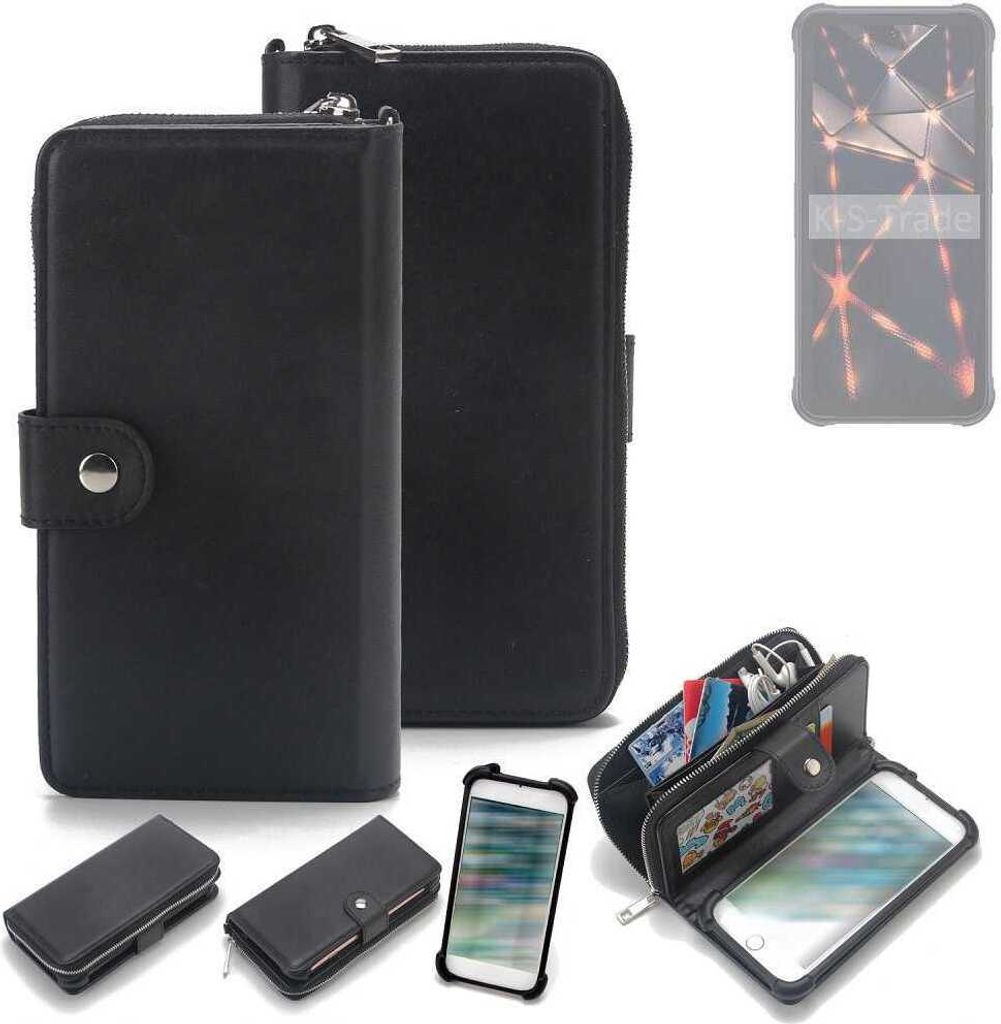 K-S-Trade 2in1 Handyhülle Schutzhülle kompatibel mit Cubot KingKong 8 & Portemonnee Cover Handy Hülle Case Etui Geldbörse Wallet Bookstyle Hülle