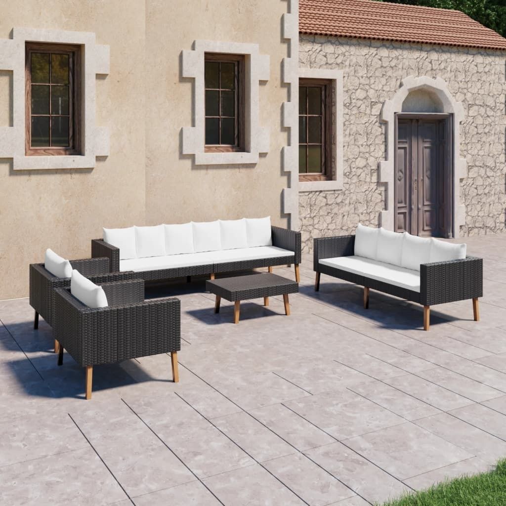 Maison Exclusive - 5-tlg. Garten-Lounge-Set mit Auflagen Poly Rattan Schwarz