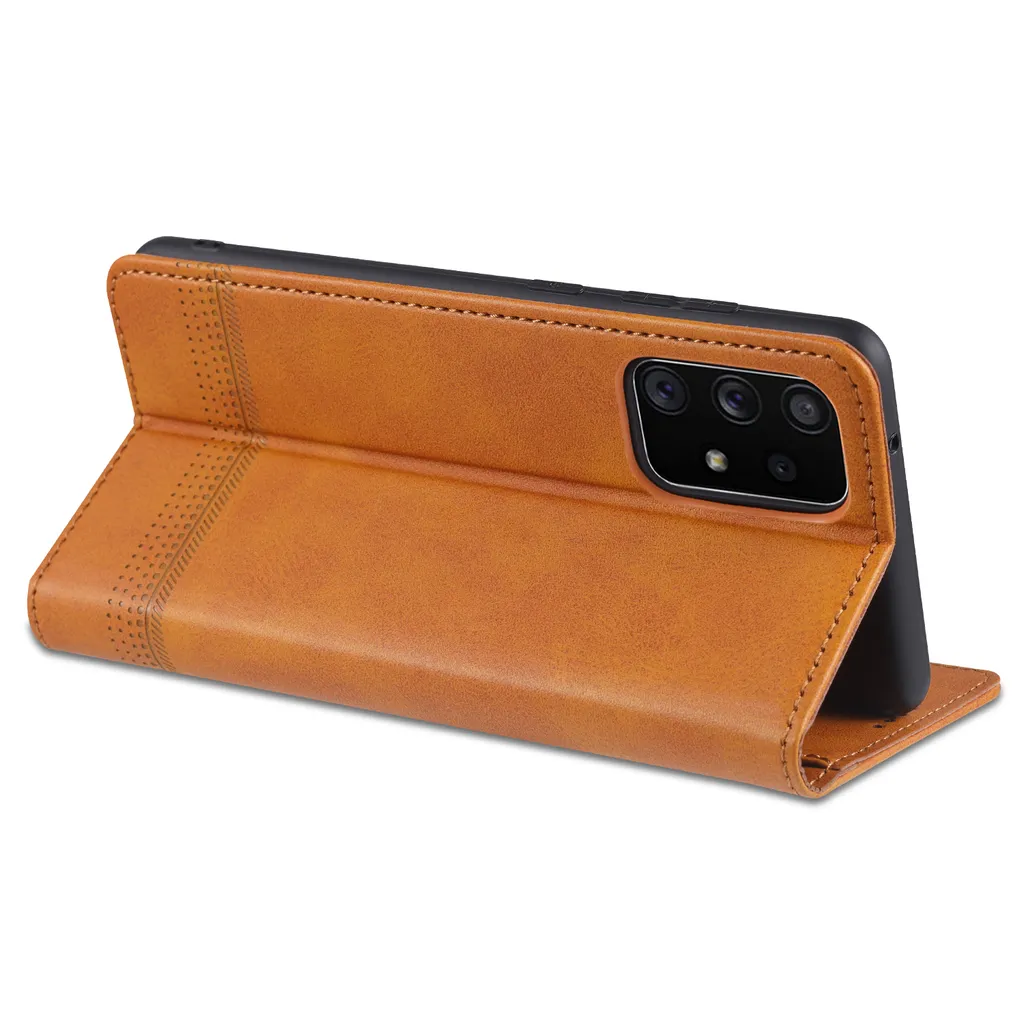 Custodia Samsung A72 Anti-Urto Marrone Pelle Portafoglio Robusta - 3