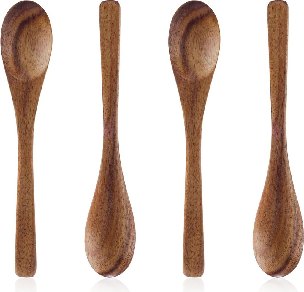 4 Stück Kleine Holzlöffel - 16 cm Holztee-Löffel Set für Honig - Zucker - Kaffee - Tee - Desserts - Vielseitige Küchenaccessoires zum Rühren ...