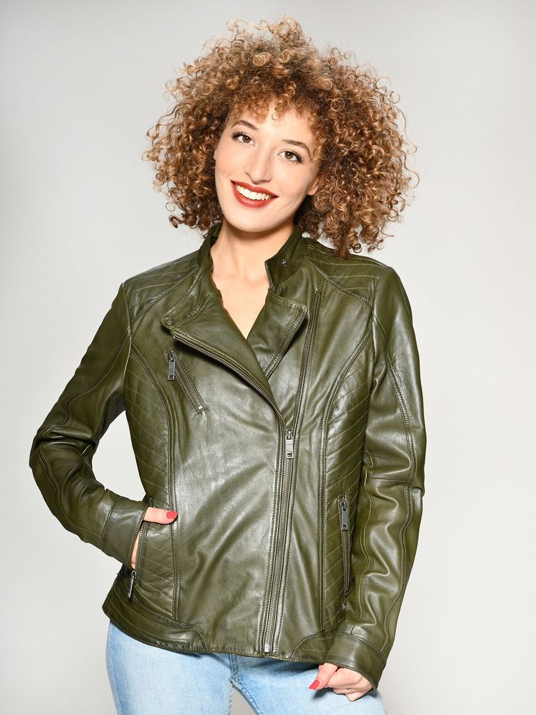 Maze Lederjacke Sally Damen green 3XL