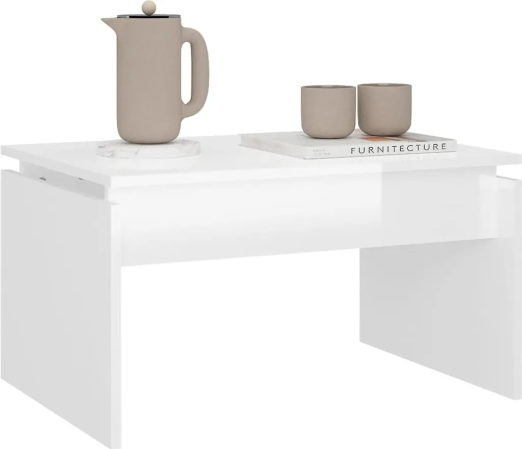 Tavolino Basso Bianco Lucido 68x50x38 cm | Design Moderno Economico - 4