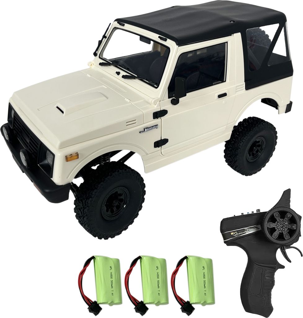 Ferngesteuertes Auto im Massstab 1:10, 2,4 GHz 4WD Gelaendewagen mit Scheinwerfern, 3 wiederaufladbaren Batterien, Spielzeugauto als Geschenk fuer ...