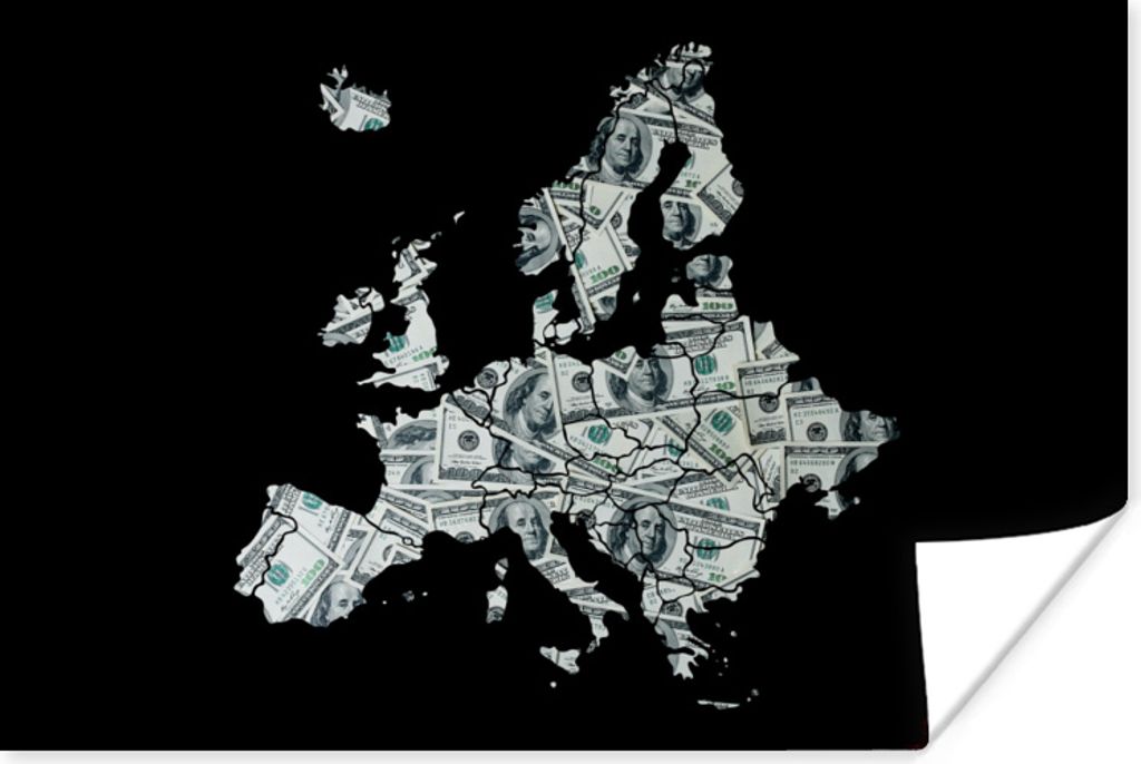 MuchoWow Poster Karte - Europa - Geld 180x120 cm - Fotoplakat