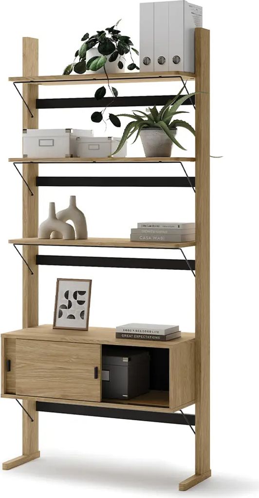 Furniture24 Regal Ollie Ol-01 Regalschrank 88X193X40 Cm Geölte Eiche