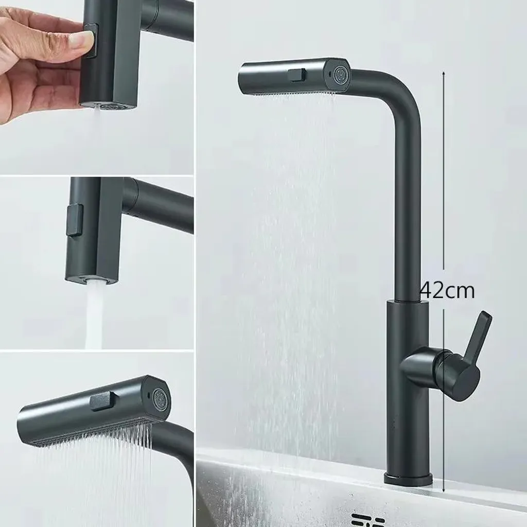 Robinet évier extractible pour cuisine familiale - Mitigeur Bleu Inox