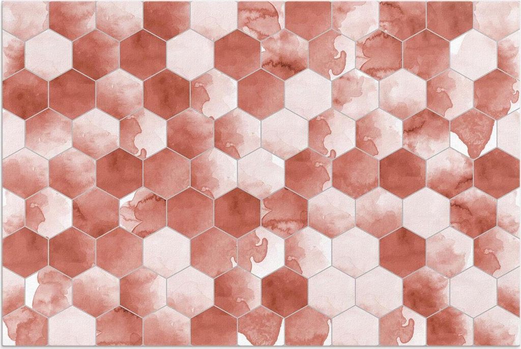 Aquarell Hexagonie – Vinylteppich – 80x120 cm – Outdoor Teppich – Terrasse – Wetterfest – Modern