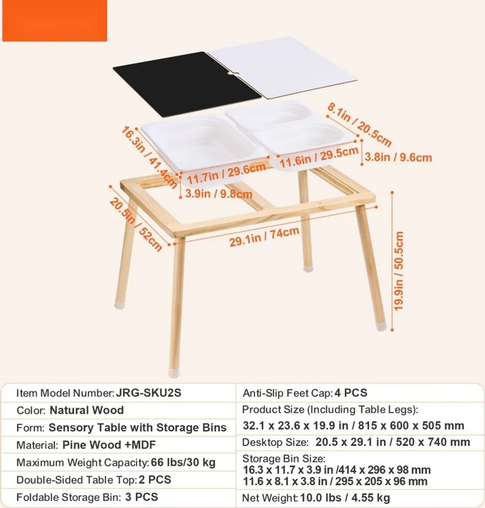 Table sensorielle 3 compartiments de rangement pour sable et activités - 7