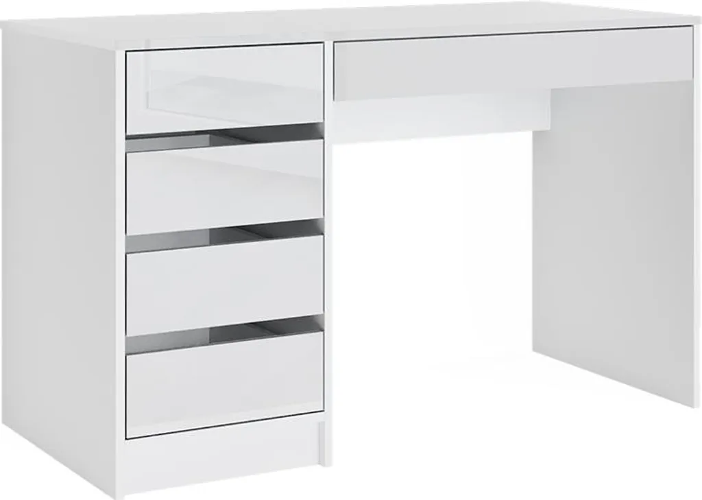 Bureau Vicco Sherry design épuré blanc 120 cm avec deux tiroirs larges