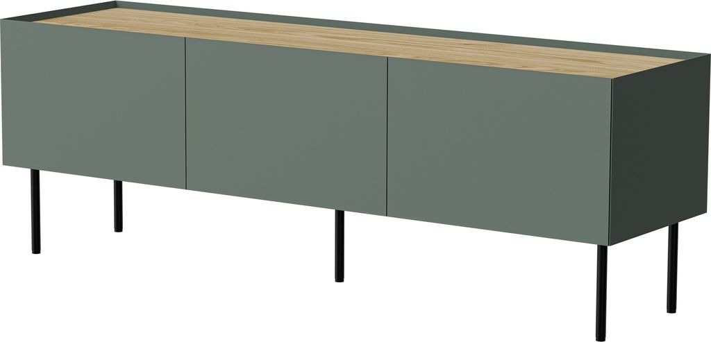 Furniture24 Fernsehschrank Fellini 150 Tv-Lowbard Olive/Geölte Eiche Wohnzimmerschrank