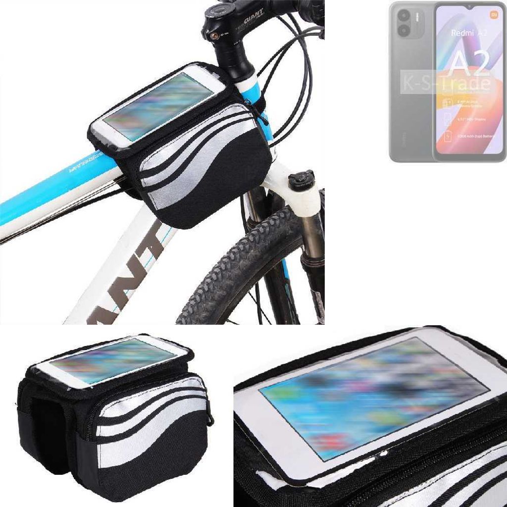 K-S-Trade Rahmentasche Fahrrad-Halterung kompatibel mit Xiaomi Redmi A2 Rahmenhalterung Fahrrad Handyhalterung Fahrradtasche Handy Smartphone