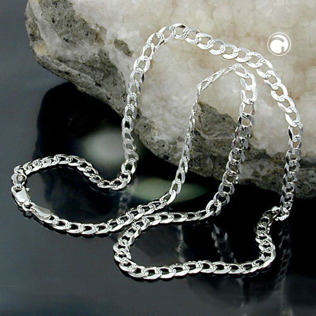 Kette 4,6mm flache Panzerkette mit Muster Silber 925 55cm Produktbild 