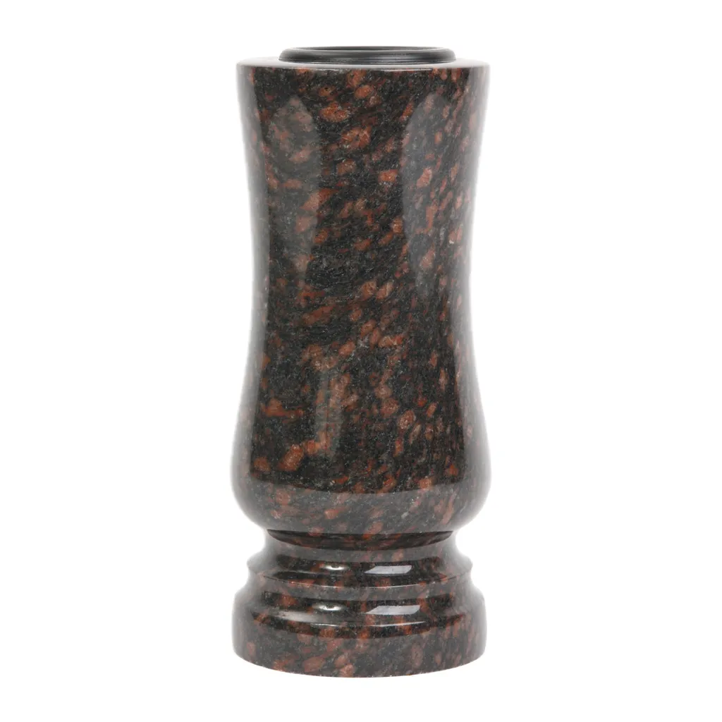 Vase funéraire en granit Ruby Star avec trou de drainage - Ø 12x25 cm