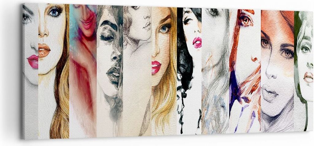 Bild auf Leinwand - Leinwandbild - Frauen Schönheit Dame Illustration - 120x50cm - Wand Bild - Wanddeko - Leinwanddruck - Bilder - Kunstdruck - Le...