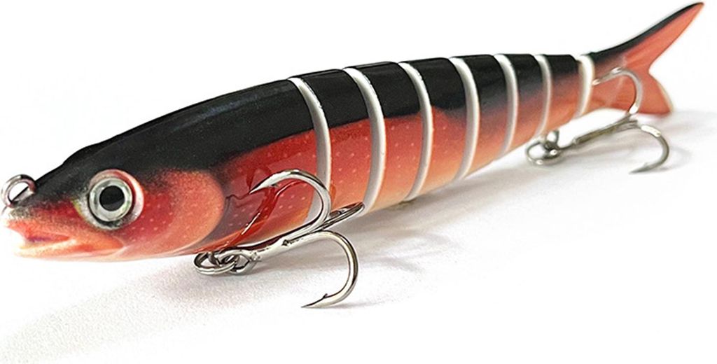 13,5 cm/19 g Mehrgelenk-Angelköder mit Haken, langsam sinkend, 8-teiliger Swimbait, bionischer Hartköder, Kunstköder, Süßwasser-/Salzwasser-An...