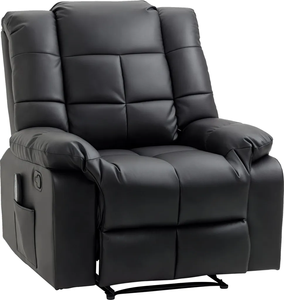 Fauteuil de relaxation massant manuel en cuir synthétique noir HOMCOM