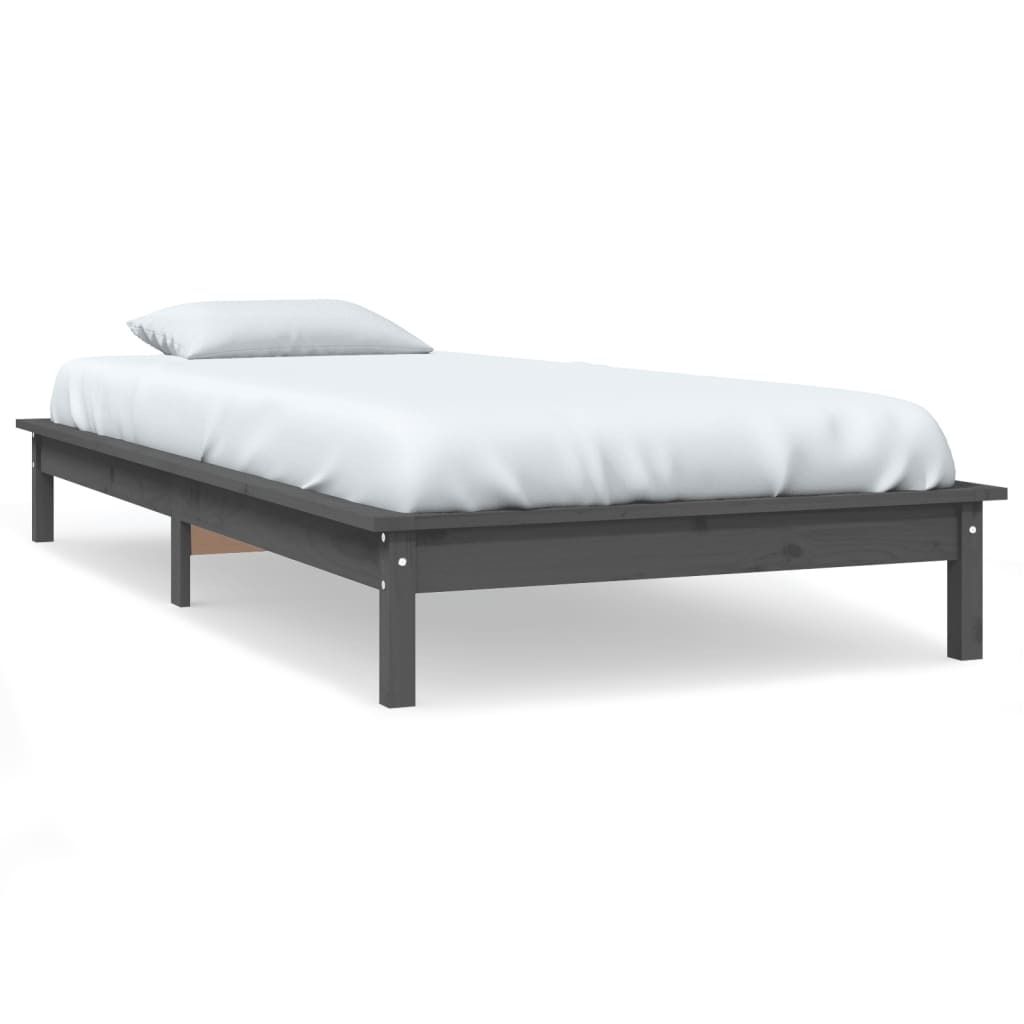 (Robust Möbel)Bettgestell/Massivholzbett - Einzelbett/Jugendbett mit Lattenrost - Grau 100x200cm Kiefer - Klassische Betten DEMöbel701227