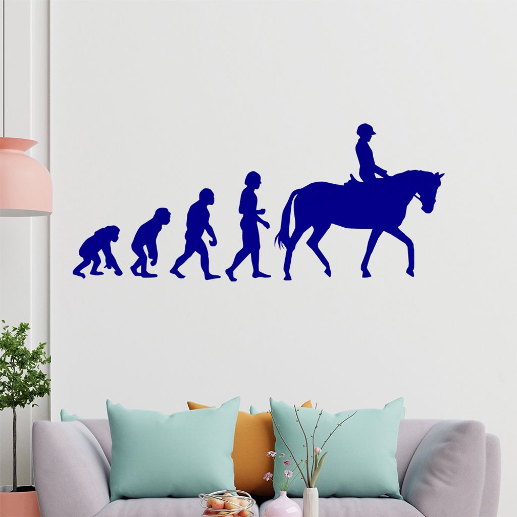 KIWISTAR Evolution Reiter Pferdesport Darwin Wandtattoo in 6 Größen - Wandaufkleber Wall Sticker - Dekoration, Küche, Wohnzimmer, Schlafzimmer, ...