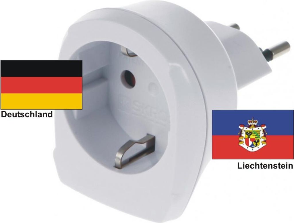 Reiseadapter Urlaub Reise Stecker Liechtenstein-Deutschland Skross Travel Ada...