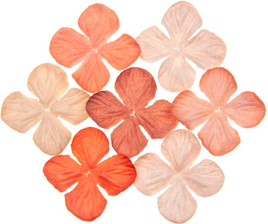 HORTENSIONEN Papierblumen, Maulbeere Orange Mix 50mm - 100 Stück