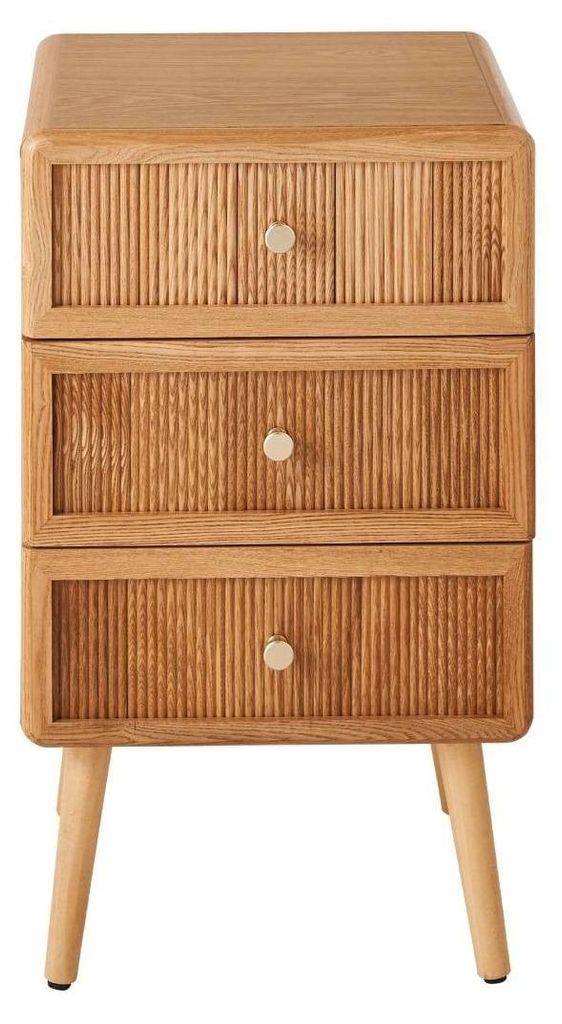 CALICOSY - Chevet 3 tiroirs avec façades lamellées H71 cm Image du produit 