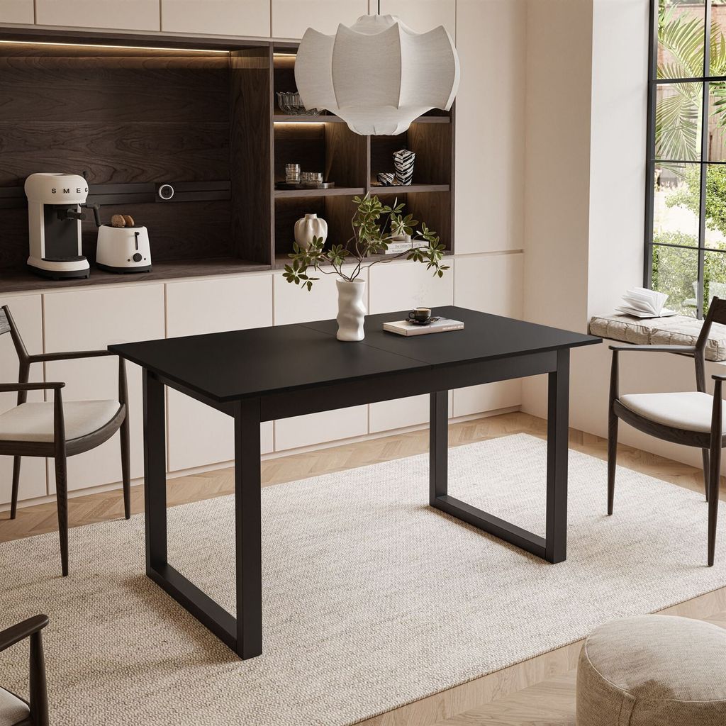 ARTON II ausziehbarer Tisch 140 cm Schwarz, Schwarzmetall Produktbild 