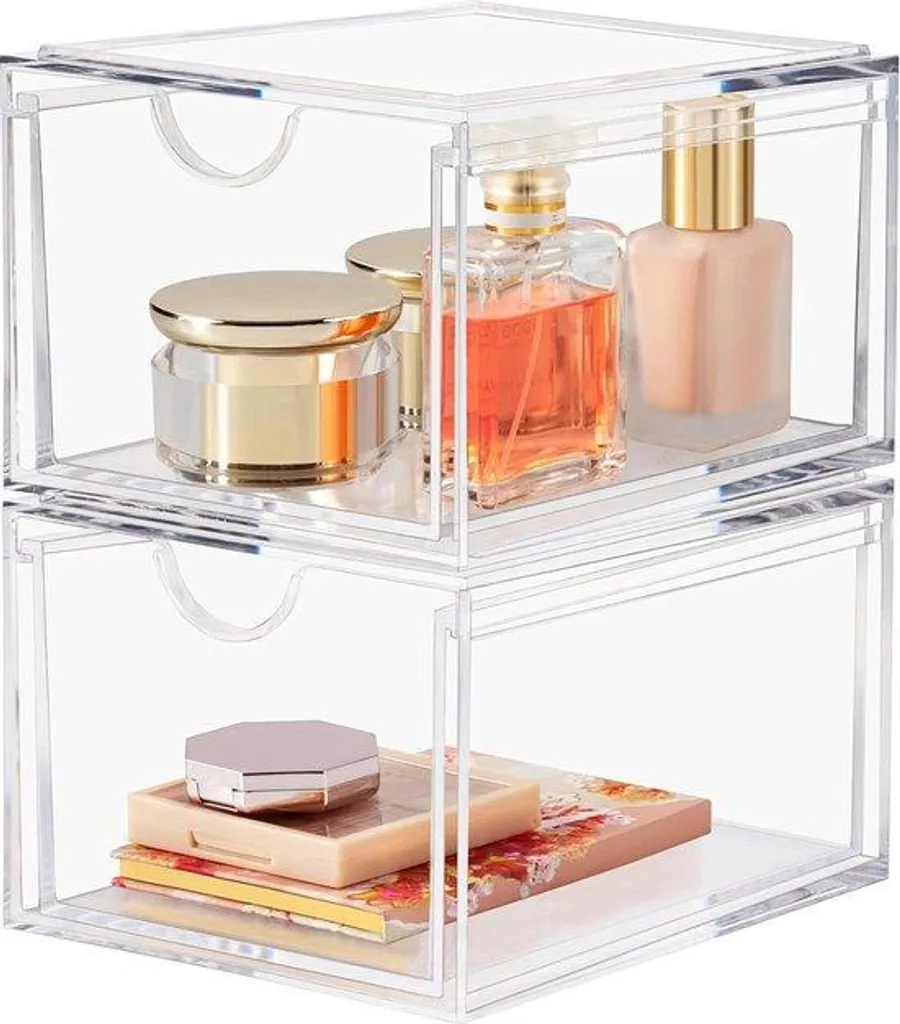 Organisateur cosmétiques en acrylique transparent modulable pour vasque