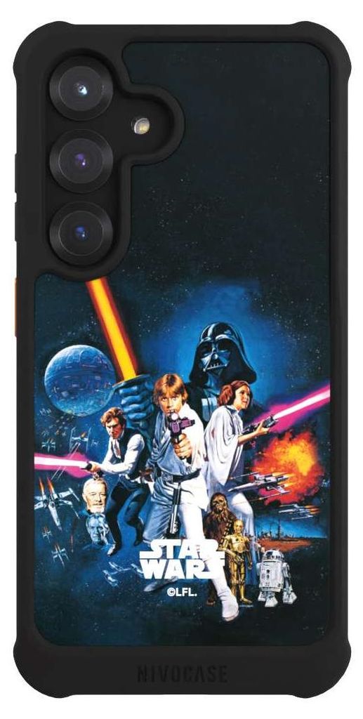 NIVOCASE Hülle für Samsung Galaxy S25 Stoßfeste Handyhülle NIVOmax Case Schwarz Episode IV Fanartikel Star Wars