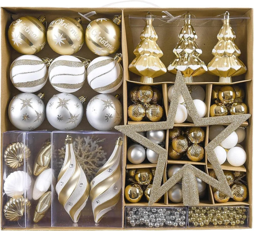 Kit Déco Sapin de Noël Complet 90 Boules pour une Ambiance de Réveillon