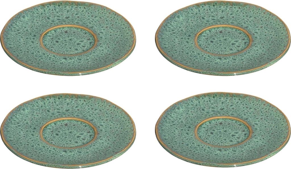 Leonardo Matera Unterteller 4-er Set, spülmaschinengeeignete Steingut-Unterteller für Espressotassen, 4 Keramik-Untertassen, Ø 11 cm, grün, 018604