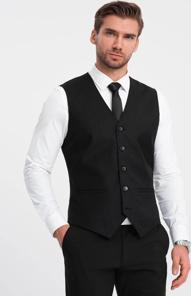 Ombre Clothing Formelle Herrenweste Yingwyn schwarz XL