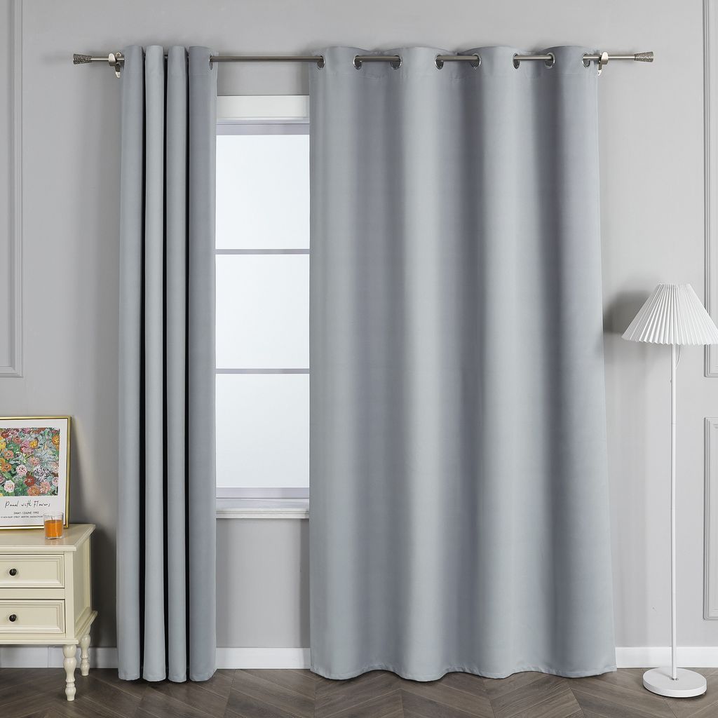 Joyswahl Blickdicht Gardinen Verdunklungsvorhänge Ösenschal Sonnenschutz Schlafzimmer Wohnzimmer HxB 175x135 cm Grau 1 Stück