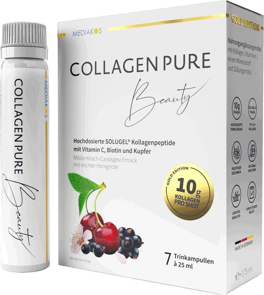 COLLAGEN PURE Beauty 10 g Kollagen Trinkampullen hochdosiert 7 Stück