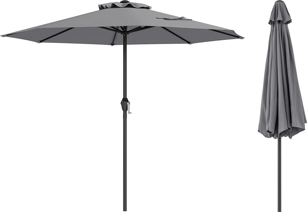 KOMFOTTEU φ260/360 cm Sonnenschirm mit Kurbel, Terrassenschirm mit belüftetem Schirmdach, Gartenschirm mit 8 Streben, Marktschirm für Strand, Ga...