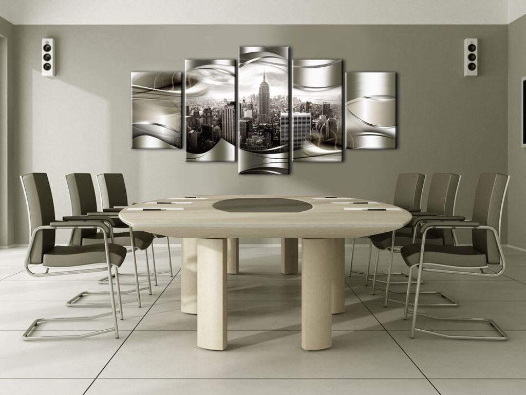 Akustikbild New York 200x100 cm Bilder Akustikschaum Hochleistungsschallabsorber Schallschutz Leinwand 5 tlg Wandbild Raumakustik Schalldämmung d-...