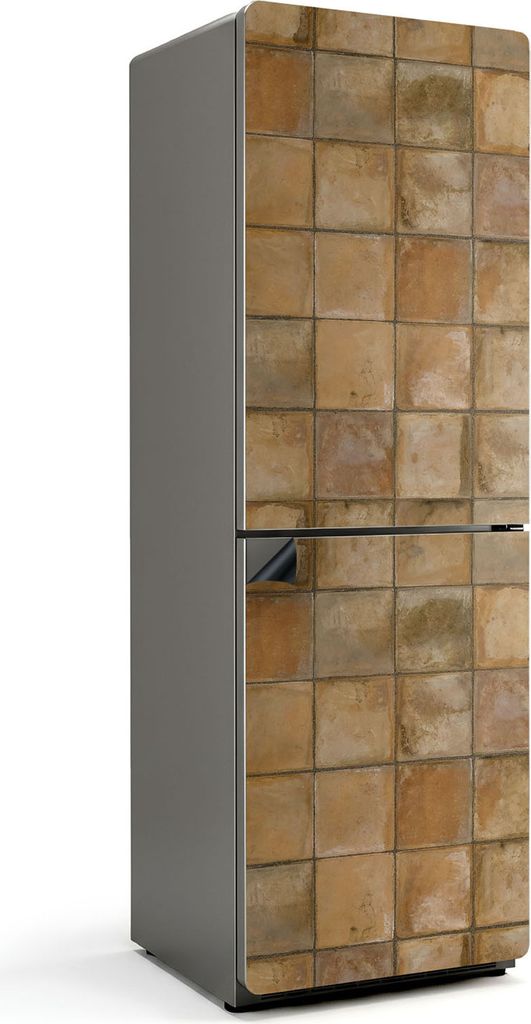 Fliesen in Erdtönen – Magnetische Kühlschrank Abdeckung – Dekorfolie magnetisch Küche – Kühlschrank Magnet Deko – selbstklebende Magnet...