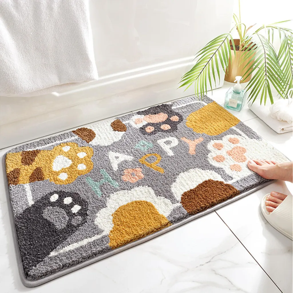 Tapis de douche en microfibre ultra absorbant et antidérapant pattes chat