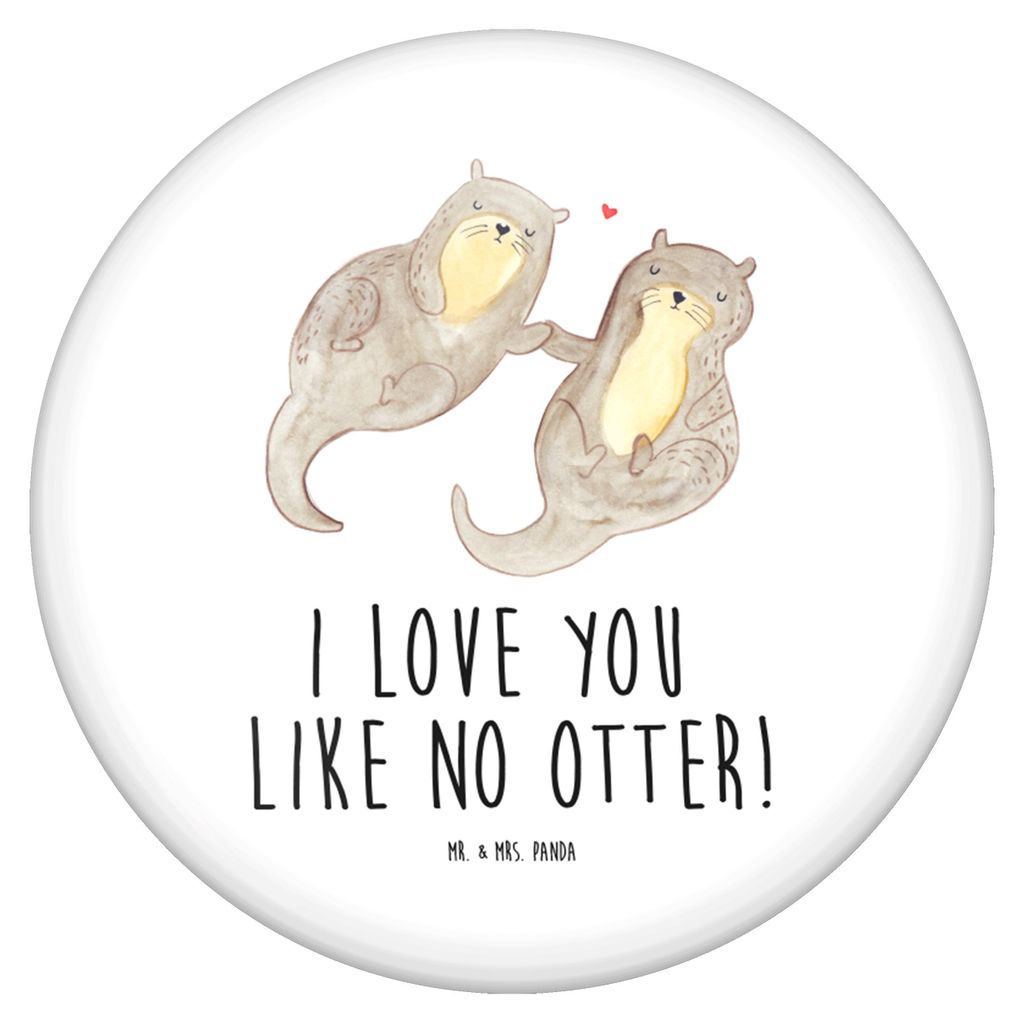 Mr. & Mrs. Panda Pin Otter Hände halten - Weiß - Geschenk, Seeotter, Liebe, Badge, Verliebt, Ansteck Button, Plakette, Paar, Anstecker, glücklich